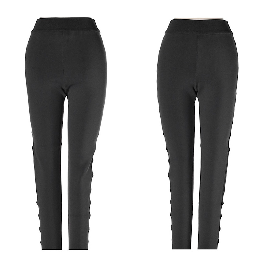 ALEXANDER WANG Charcoal Grey High Rise Side Leg Cutouts Ribbed Trim Leggings XS